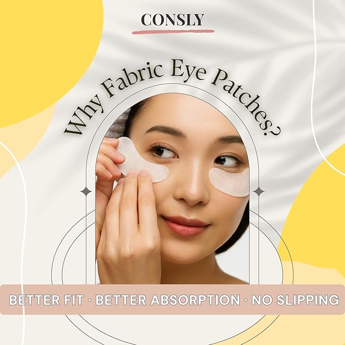 CONSLY 150 Pcs (5 Packs x 30) Marine Collagen & Seaweed Eye Masks – Fabric Under Eye Patches for Anti-Aging, Puffiness & Hydration