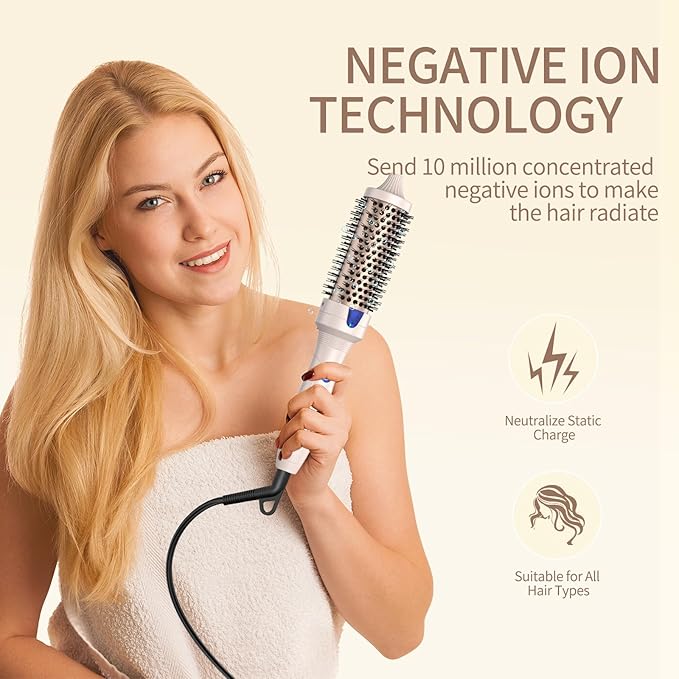 K&K Thermal Brush Blowout Express 1.5 Inch Negative Ion Thermal Round Brush Creates Blowout Look Makes Hair Shinier & Smoother Dual Voltage Easy to Use