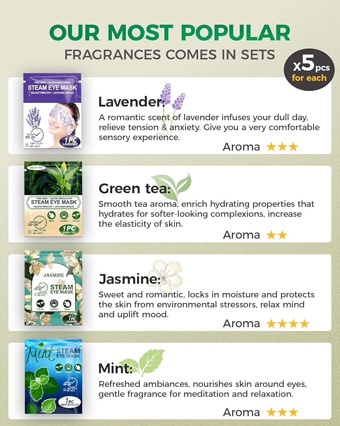20-pack steam eye masks for