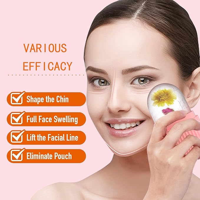 Ice Cube Roller Massager for Face, Eyes and Neck Naturally Conditioning and Skin Care,De-Puff Eye Bags,Reduce Migraine Pain,Reusable Massage Silicone Ice Mold (Multiple Colors)