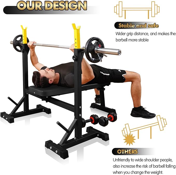 Bench Press, CANPA Olympic Weight Bench with Squat