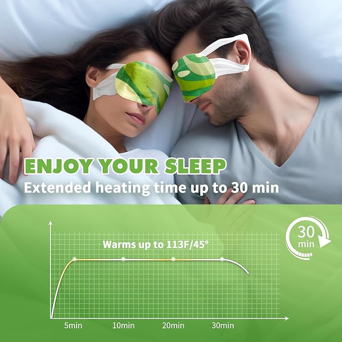 QINFENG 18 Packs Steam Eye Mask for Dry Eyes Self Heating Masks Cornea Care Rest Disposable SPA Warm Compress,Eye Mask for Sleep,Stye Eye Treatment,Reduce Eye Fatigue Travel Essentials（Chamomile）