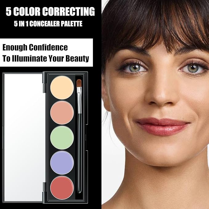 5 In 1 Multi-Use Correcting Concealer Palette,Waterproof Long