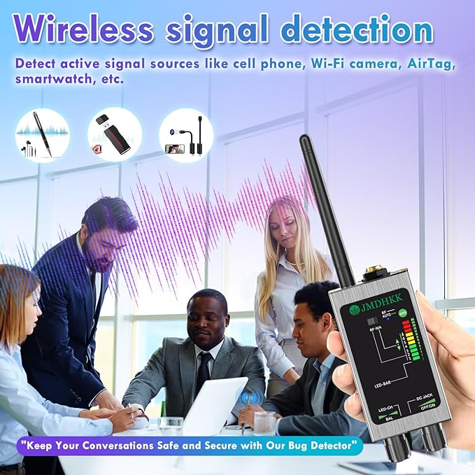 JMDHKK M8000 Hidden Camera Detector, Camera Finder,Bug Detector, Magnetic Tracker Detector, Portable Privacy Protection Device for Travel, Hotels, Vehicles, Offices, and Fitting Rooms (Silver)