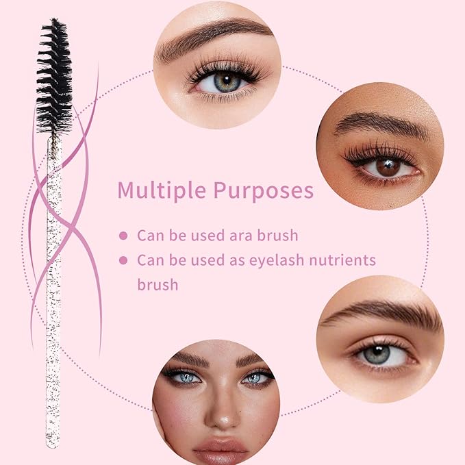 Mascara Wands, Disposable Lash Brushes for Eyelash Extensions Makeup Brush Bulk Tool Set(150Pcs, Crystal Black)