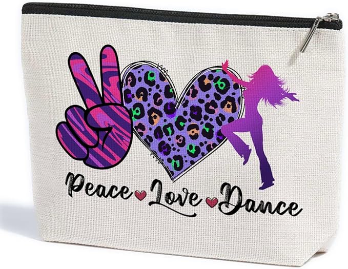 Dance Bag Dance Gifts Dance Stuff Makeup Bag Graduation Mothers Day Birthday Dance Teacher Gift Recital Gift for Women Dance Lover Coach Teacher Dancer Best Friends Daughter Sister Cosmetic Bag