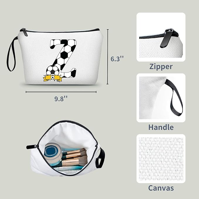 ARIOSEY Soccer Gifts Personalized Soccer Ball Cosmetic Bag for Purse Birthday Inspirational Gifts for Girls Women Team Coach Mom Stuff Travel Organizer-Z