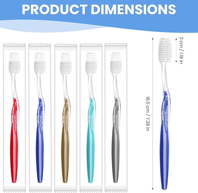 50PCS Disposable Toothbrushes, Individually Wrapped Travel Toothbrushes Bulk, Soft Brush Bristles Travel Single Use Toothbrush for Home Hotel Camping