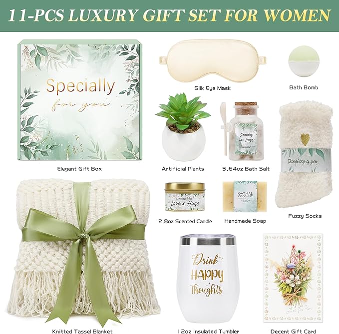 Self Care Gifts Spa Gifts for Women, Birthday Gifts Get Well Soon Gifts for Women Care Package, Sympathy Gift Baskets, Thinking of You Valentine's Day Gifts for Her Wife Girlfriend Mom Sister Friend