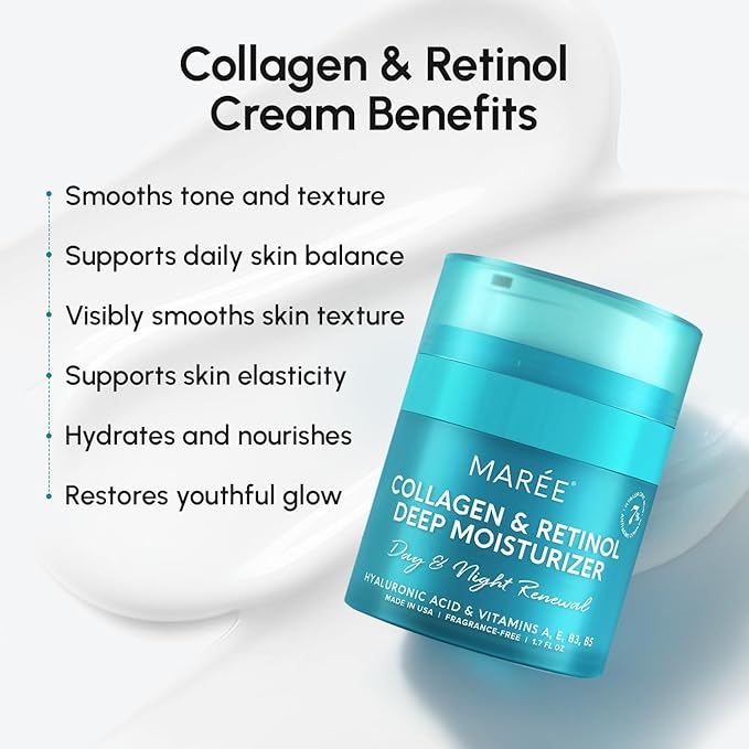 MAREE Face Moisturizer Retinol Cream for Face - Daily Wrinkle Cream for Women - Anti Aging Face Cream - Facial Moisturizer with Collagen - Crema Hidratante Para la Cara for Skin Tightening