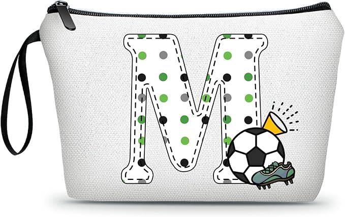 ARIOSEY Soccer Gifts Personalized Soccer Ball Cosmetic Bag for Purse Birthday Inspirational Gifts for Girls Women Team Coach Mom Stuff Travel Organizer,Christmas-M