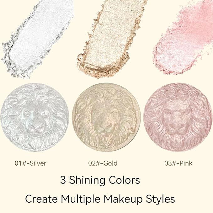 K'APEINE Face Highlighter Palette, Pearl Shimmer Single Glitter Eyeshadow High Glossy Face Makeup Palette Natural Sparkling Highlighter Makeup Palette Smooth Baked Lasting Shining Makeup Kit-02