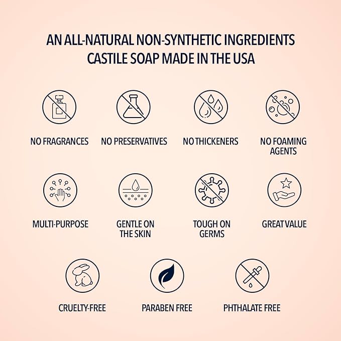 La Almona - Pure Castile Liquid Soap, ORANGE, 1 Gallon - Multipurpose: Hands, Face, Body, Laundry, Dishes & More - For Sensitive Skin, All-Natural Ingredients, Scented with Essential Oils
