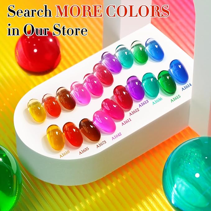 Double Rhythm 0.5 Oz Jelly Gel Polish Same Color Same Bottle Sheer Neutral Natural Light Milky Pastel 15ML Translucent Polish Art DIY at Home (Orange-A1635)
