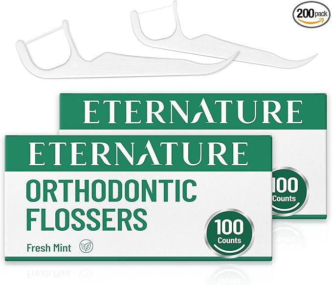 Floss Picks for Braces, 200ct Orthodontic Braces Flossers for Adults and Kids with Toothpick End, Extra Thin Floss Threader for Tight Teeth Cleaning Between Brace, Dental Care Floss Sticks, Mint