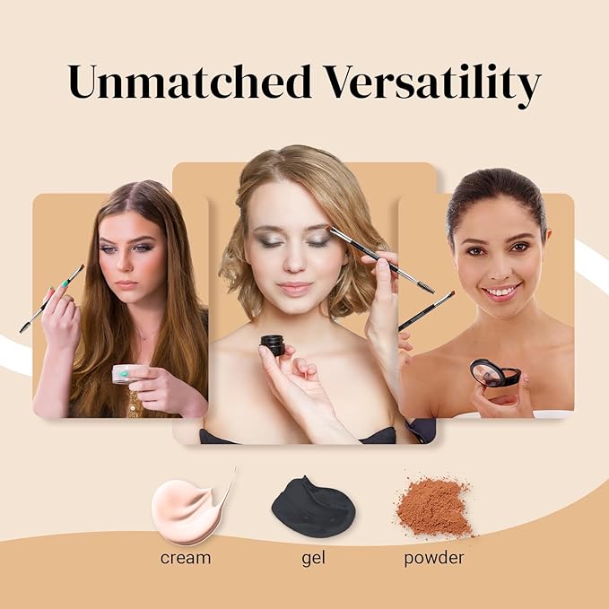 KESHIMA Angled Eyeliner Brush Duo – Extra Fine Precision Eye Liner Brush & Spoolie – Dual-Ended Tool for Liner Application, Eyebrow Grooming, Shaping & Blending Powders, Gels & Liquids