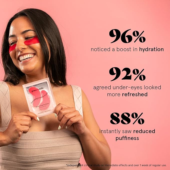 grace & stella Award Winning Under Eye Mask - Valentines Day Gifts for Her, Self Care Gifts for Women- Reduce Dark Circles, Puffy Eyes, Wrinkles, Under Eye Patches - Vegan (24 Pairs, Pink)