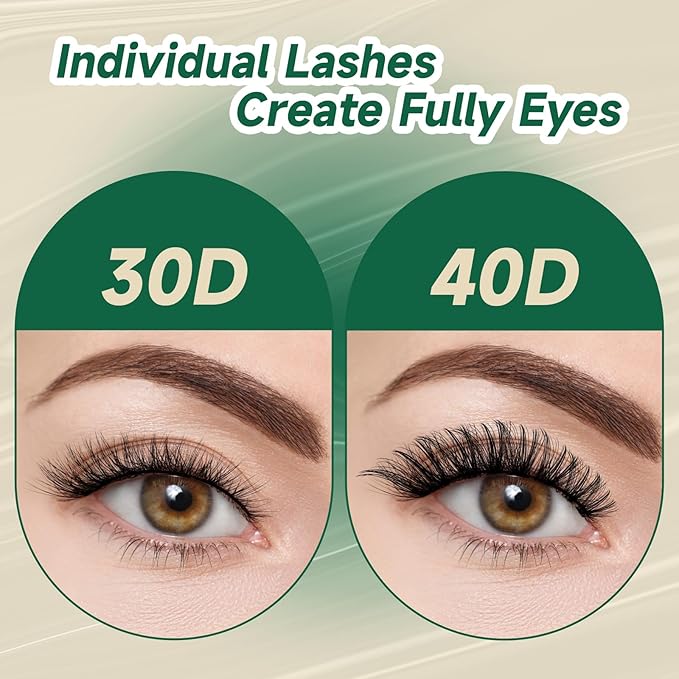 DIY Lash Extension Kit 280pcs Individual Lashes D Curl Eyelash Extension Kit KEYYOU 40D 9-18Mix Lash Clusters with Lash Bond and Seal and Lash Applicator for DIY at Home(KIT-40D-0.07D-9-18Mix)