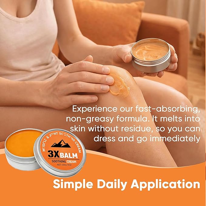 3X Moun Tain Relief Balm, 3X Balms with Organic Arnica & Camphor - Soothing Body Cream for Neck，Knee, Foot, Back & Joint Relief - Fast Absorbing, Non-Greasy Formula(2PCS)