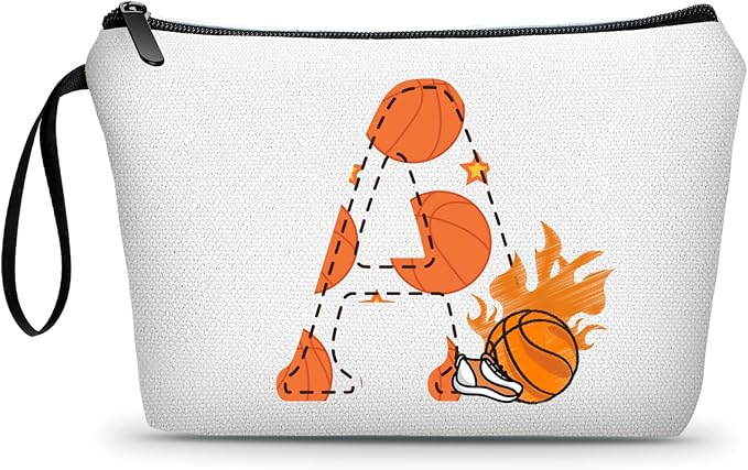 ARIOSEY Basketball Gifts Monogrammed Cosmetic Travel Makeup Bag Basketball Accessories Graduation Birthday Gifts for Girls Coaches Daughters Team Friend Mom Player-A