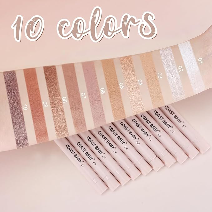 2in1 Cream Eye Shadow Brightener Sticks for Eyes, Neutral Highlighter High Pigmented Makeup with Blending Brush Built-in Sharpener, Long Lasting Eye Makeup sombras en crema para ojos #Golden Brown