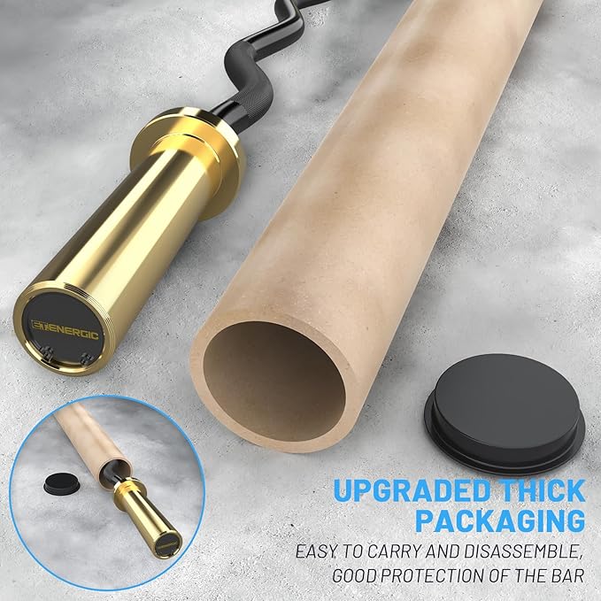 47" Olympic EZ Curl Bar 500-lbs Capacity Steel 2" Barbell