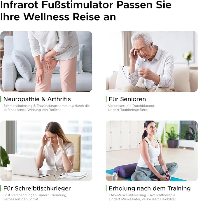 EMS Foot Massager with Infrared Therapy for Neuropathy & Pain Relief – FSA Eligible HSA Electric Muscle & Nerve Stimulator for Feet & Calves, Blood Circulation Booster, Plantar Fasciitis Relief