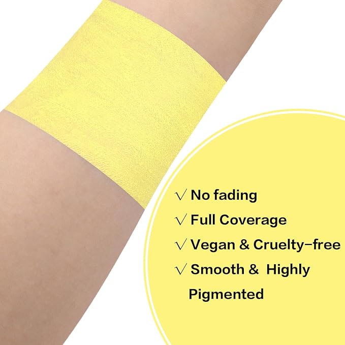 BADCOLOR Yellow Face Body Paint Stick, Full-Coverage Eye Black Sticks for Adults, Hypoallergenic Face Painting Kit for Halloween SFX Lion Tiger Minions Stage Cosplay Costume Party