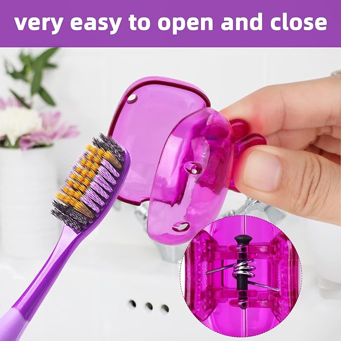 6 Pack Toothbrush Covers Portable Toothbrush Protector Coverings Clips Travel Protector Plastic Brush Pod Protection Clip Case Tooth Brush Covers for Kids Bathroom Home Travel Supplies