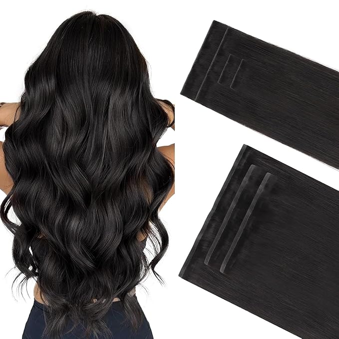 GOO GOO Invisi Edge Clip in Hair Extensions Set, 24inch 170g, 4pcs Injected Seamless PU Clip ins and 3pcs Classical PU Clip ins, Virgin Real Human Hair, #1B