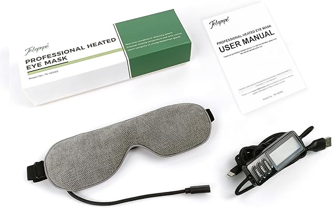 Telepepe Heated Eye Mask, Warm Eye Compress for Dry Eyes, Moist Heat Therapy for Blepharitis, Dark Circle, Chalazion, 4 Heating Levels, Gifts for Men Women, Travel(Grey)