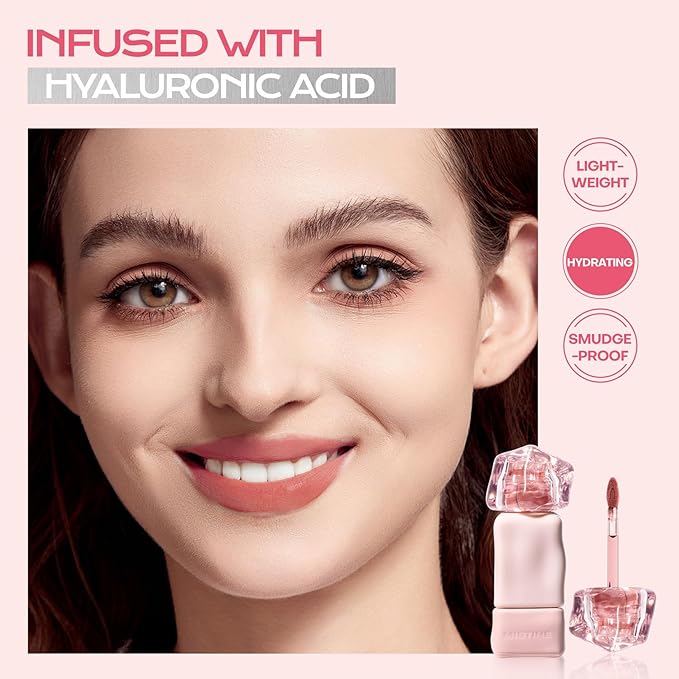 Mistine Makeup Velvet Lip Gloss Matte Lip Cream Liquid Lipstick Softening with Hyaluronic Acid Lip Tint, Non-Sticky Lightweight Lip Color V02 Pink Crush Limited Edition 0.1 fl oz