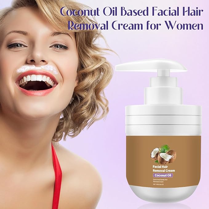 ROSINO Coconut Oil Facial Hair Removal Cream, Facial Hair Removal Cream for Women, ROSINO Facial Depilatory Creams, Coconut Oil Based Gentle Body Hair Remover Creams for Smooth Skin