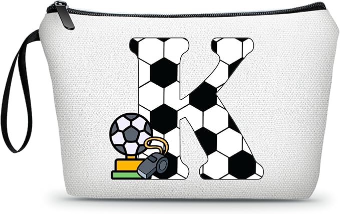 ARIOSEY Soccer Gifts Personalized Soccer Ball Cosmetic Bag for Purse Birthday Inspirational Gifts for Girls Women Team Coach Mom Stuff Travel Organizer-K