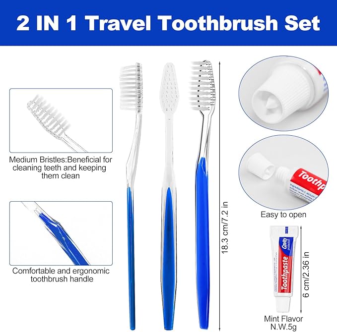 Disposable Toothbrushes with Toothpaste (5 Colors) (500)
