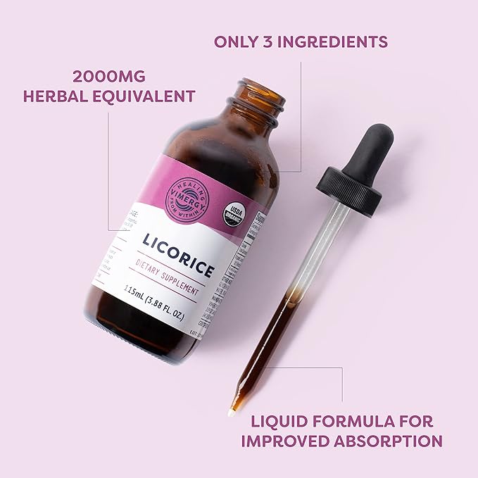 Vimergy Licorice – Promotes Digestive Function* – Benefits Respiratory Health* – USDA Certified Organic, Vegan, Gluten-Free – 115 mL (57 Servings)