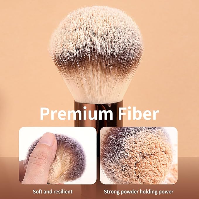 MAANGE Makeup Brush Set 10 Pcs Travel Makeup Brushes Double-ended Kabuki Brush for Foundation Powder Concealers Eye Shadows Makeup Tools Set with LED Light Mirror (Coffee Brown)