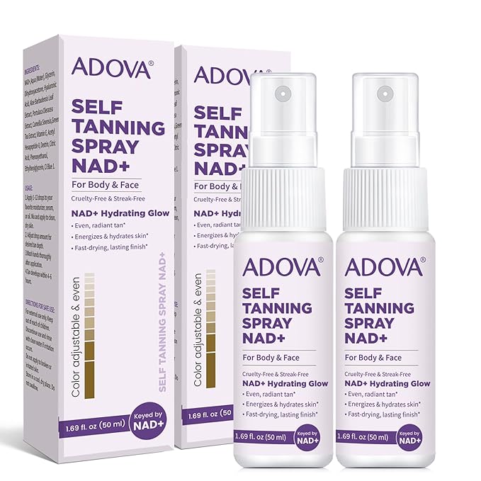 2 Pack Self Tanning Spray, Contains Nad+, Aloe Vera & Vitamin E, Long-Lasting, Repair Cells, Moisturizing, Sun-Free Natural Self-Tanning, Medium To Dark, For Women & Men