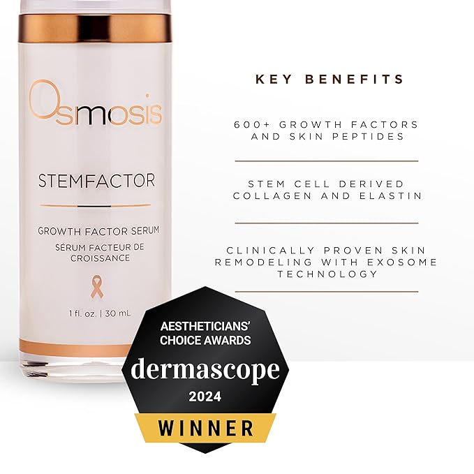 Osmosis STEMFACTOR Growth Factor Facial Serum Stimulates Stem Cells To Visibly Improve Signs of Aging and Damage, 1 fl oz