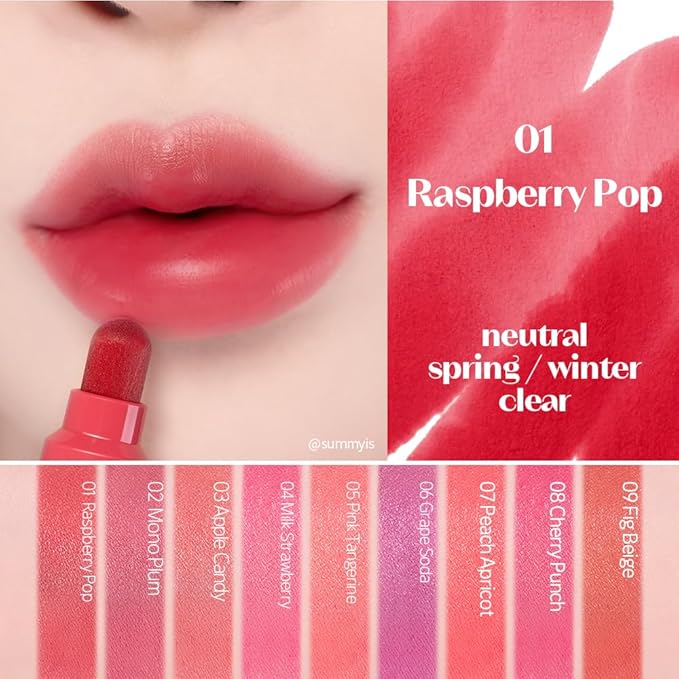 ETUDE Dear Darling Marker Tint #1 Raspberry Pop (5g) | Hydrating & Long Lasting Lip Stain | High Pigmented Lip Maker with Easy Drawing Tip | Korean Daily Lip Tint, Korean Makeup, Kbeauty