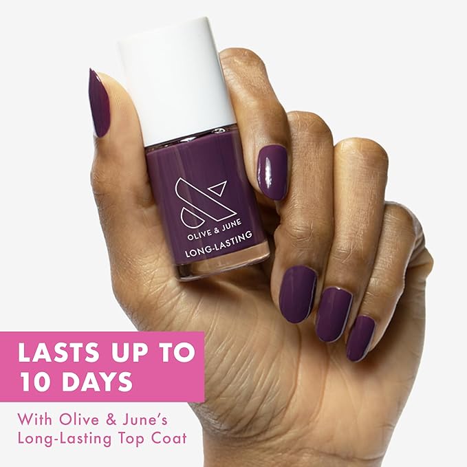 Olive & June Long Lasting Nail Polish | Plump Gel-Like Finish No Lamp Needed | Lasts up to 10 days | Salon-Quality Color at Home |15-Free, Vegan & Cruelty-Free Chip-Resistant Shine|Who Likes Raisins?