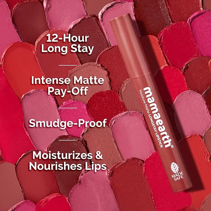 Mamaearth Moisture Matte Lipstick (05 - Bubblegum Nude)| Infused with Vitamin E | 12-Hour Long Stay & 8-Hour Moisture Lock | Cruelty-Free & Smudge-Proof | 0.07 Oz/2g