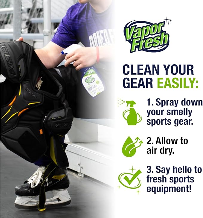 Vapor Fresh Sports Cleaner and Deodorizer - For Boxing Gloves, Sports Pads, Helmets, Gym Bags, Gym Equipment and More - Naturally Powered By Plants, 16 Fl Oz (1-Pack)