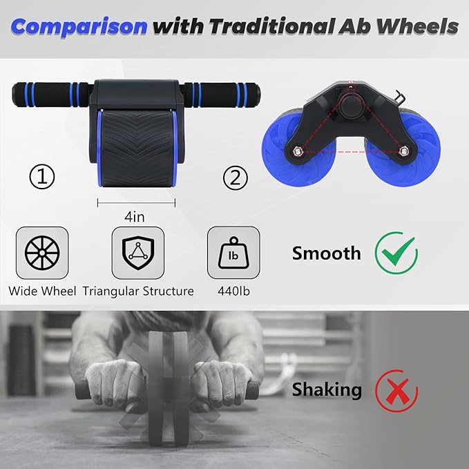 Automatic Rebound Abdominal Wheel Workout,2 Wheels