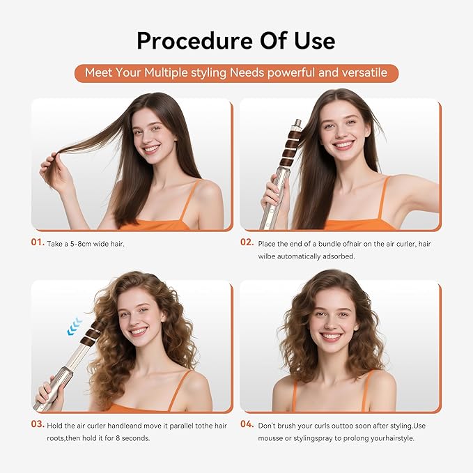 5-in-1 Professional Hair Dryer Brush, Effortless Auto-Wrap Curlers with 110,000 RPM High-Speed Motor, Fast Drying & Volumizing Without Heat Damage, Includes Storage Case - Best Gift for Women