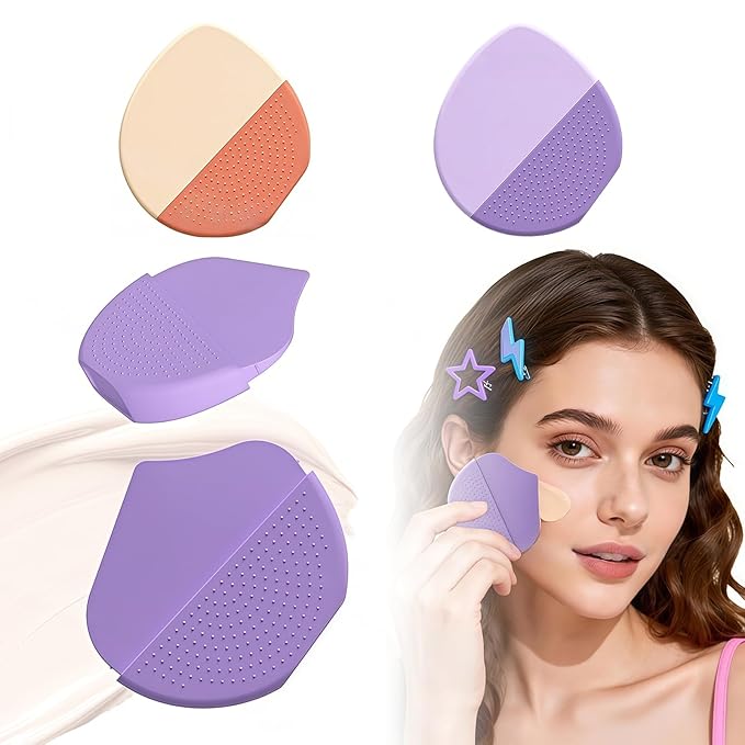Silicone foundation make-up brush flat head, no trace, evenly apply powder, hold makeup, no time, light and thin makeup base tool (orange)