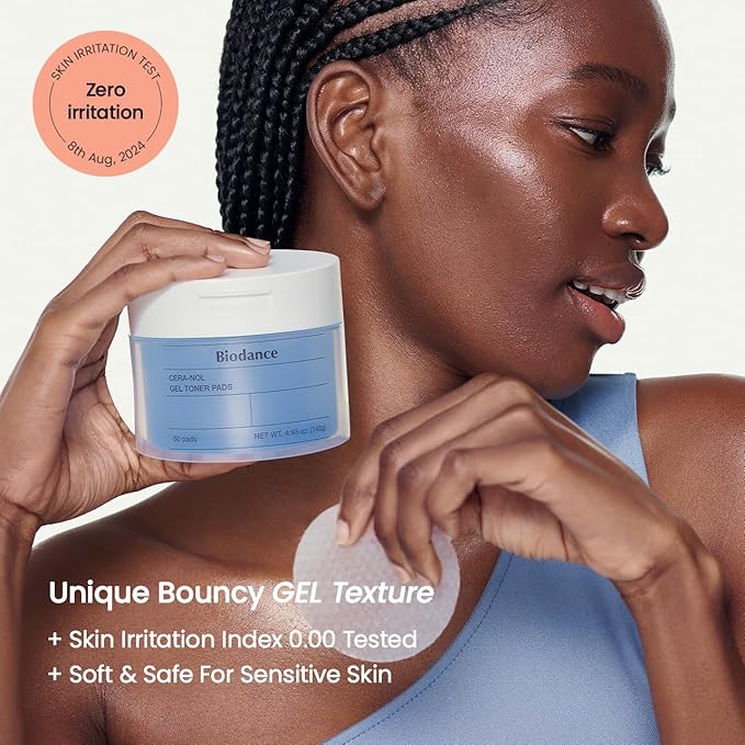 Biodance Cera-NOL Gel Toner Pads, Deep Hydrating & Soothing Toner Pads for Sensitive Skin, Redness Reducing & Comfort Mositurizing, Korean Skin Care, Gifts for womenㅣ4.93 fl.oz.(140g)*60Pads