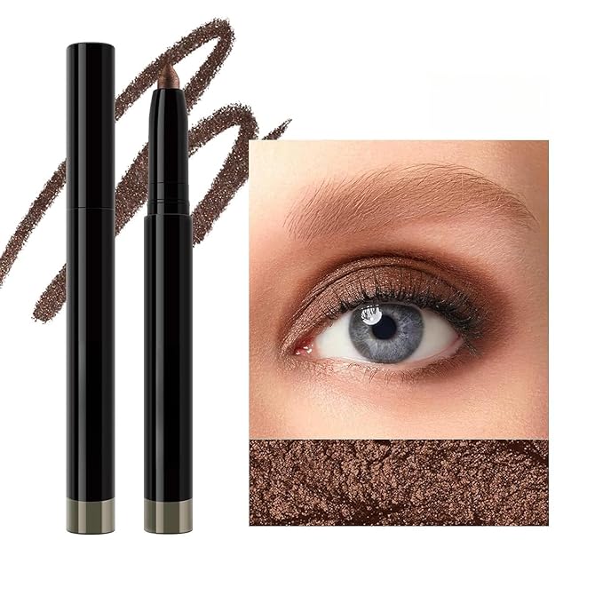 Brown Eyeshadow Stick Smooth Cream Eyeshadow Pencil, Waterproof Long Lasting Eye Shadow Stick, High Pigment Hypoallergenic Highlighter stick Create Multi-Dimensional Eyes Look (07# Brown)