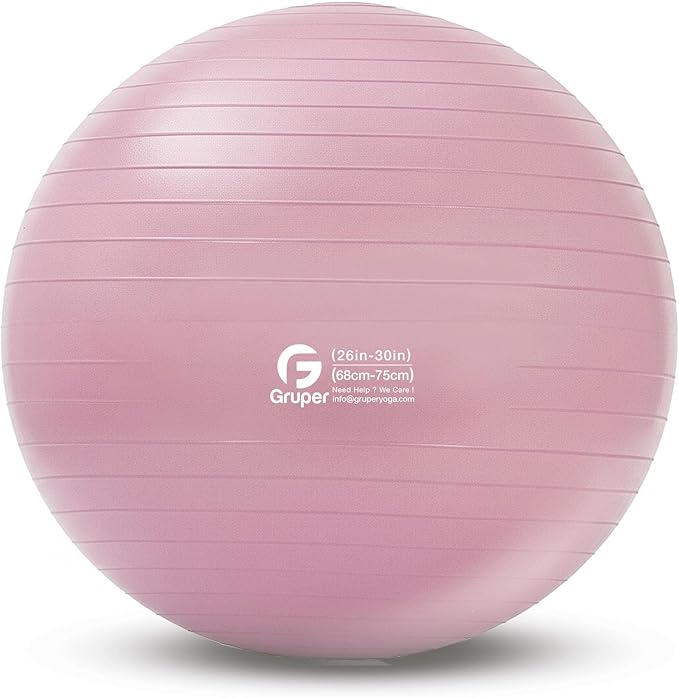 Gruper Yoga and Pilates Ball,4 Sizes Gym Ball for Fitness, Yoga, Workout, Pregnancy and Physical Therapy,Quick Pump Included,Great as Yoga Ball Chair for Office or Home Gym Equipment