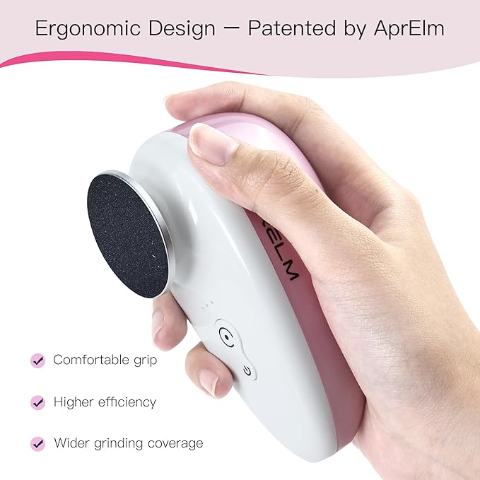Rechargeable Electric Foot Callus Remover with 3-Sizes 120Pcs Sandpapers, Professional 1000RPM Electric Foot File with Organizer, Pedicure Tools Gifts for Women Men (E5 Pink-White)